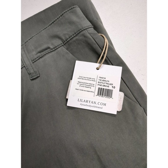 LILA RYAN Pant Women's Size 10 Color Green High-Rise Bootcut Cropped Twill Pants - Picture 3 of 3